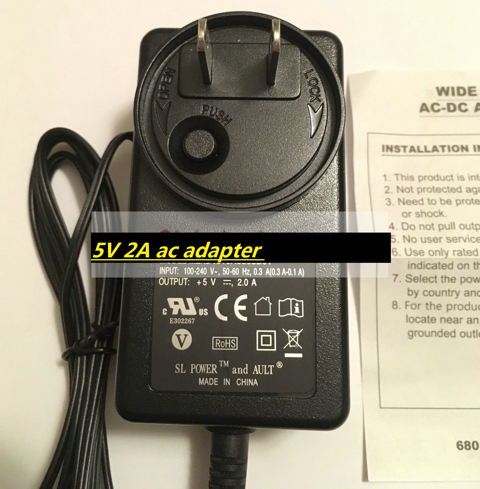 *Brand NEW*5V 2A ac adapter 5.5 x 2.5mm barrel tip SL/AULT MENB1010A0503B01 Medical Power Supply